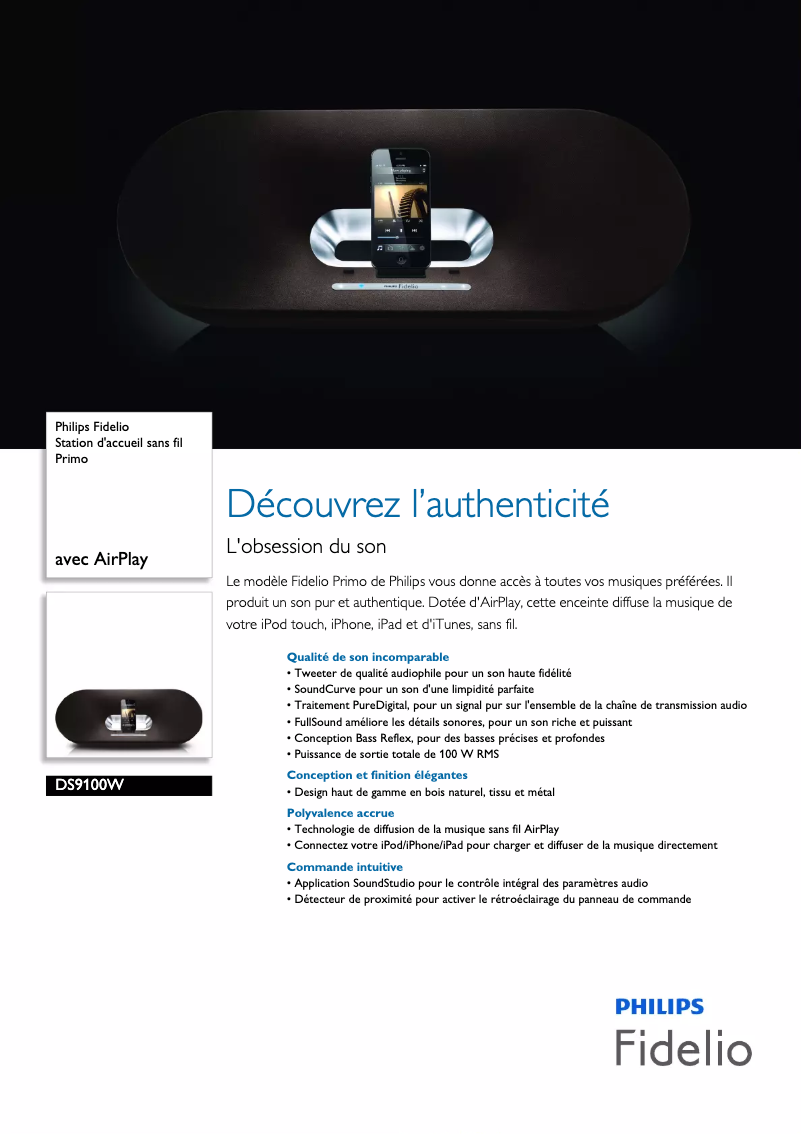 First page image of the manual for Fidelio DS9100W