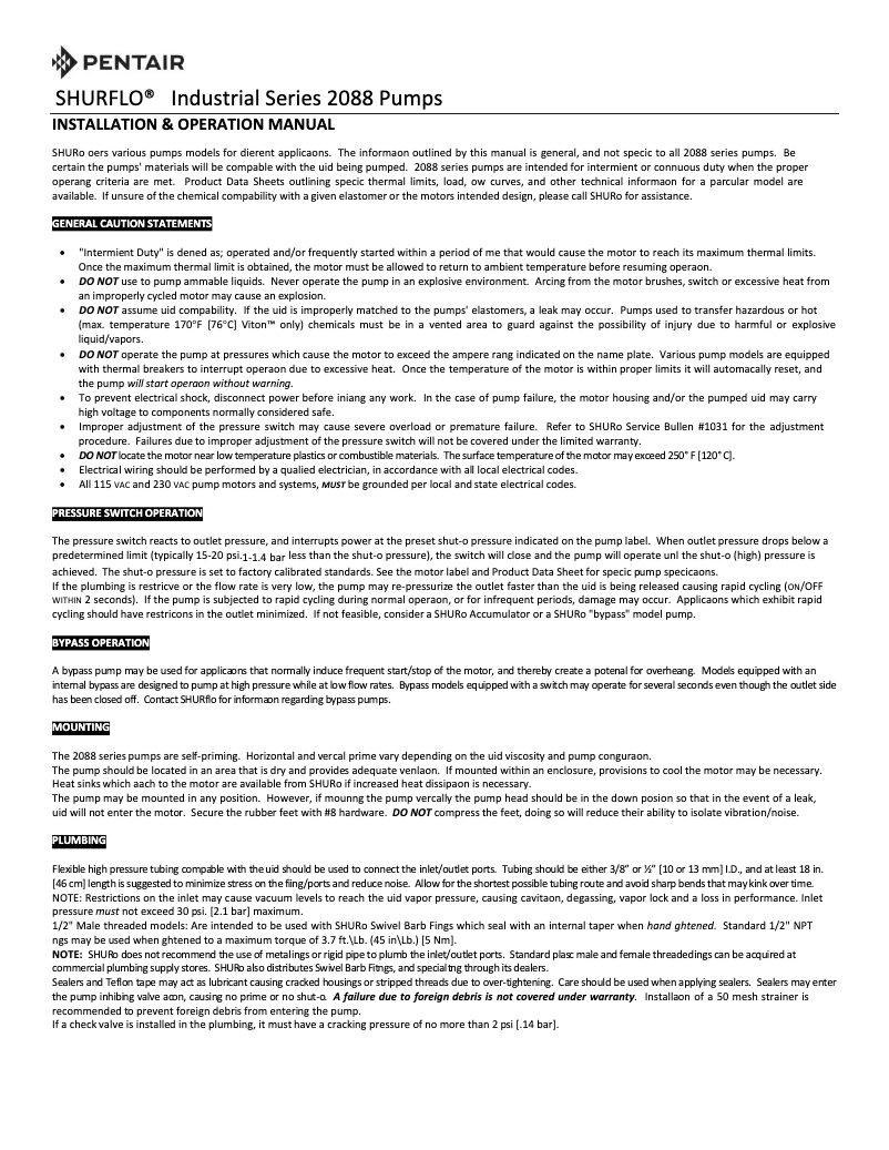 First page image of the manual for 2088