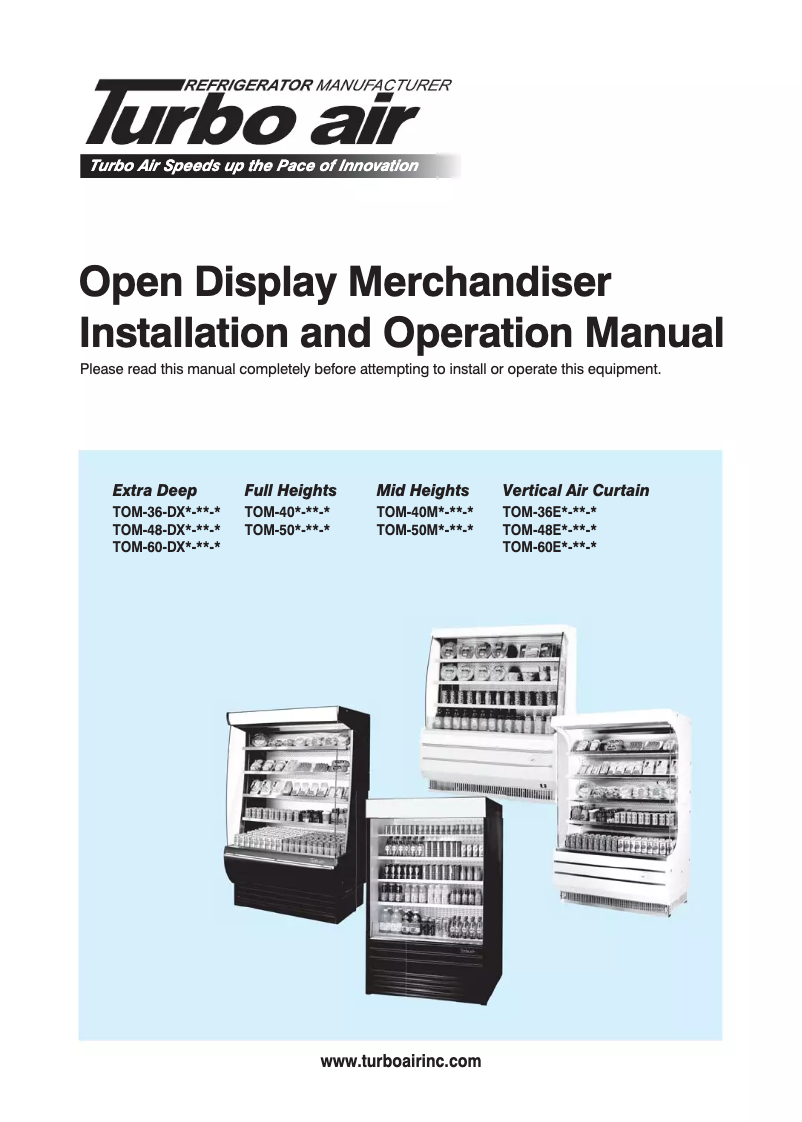 First page image of the manual for TOM-40