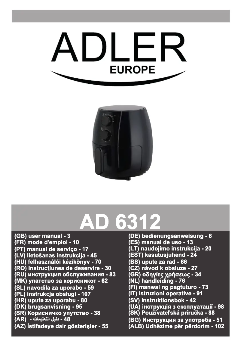 Page 1 of the manual User Manual Adler AD 6312