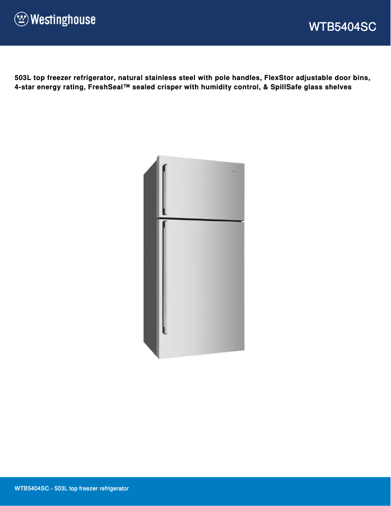 First page image of the manual for WTB5404SC