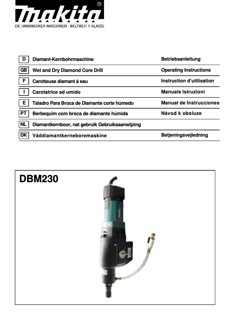 First page image of the manual for DBM230