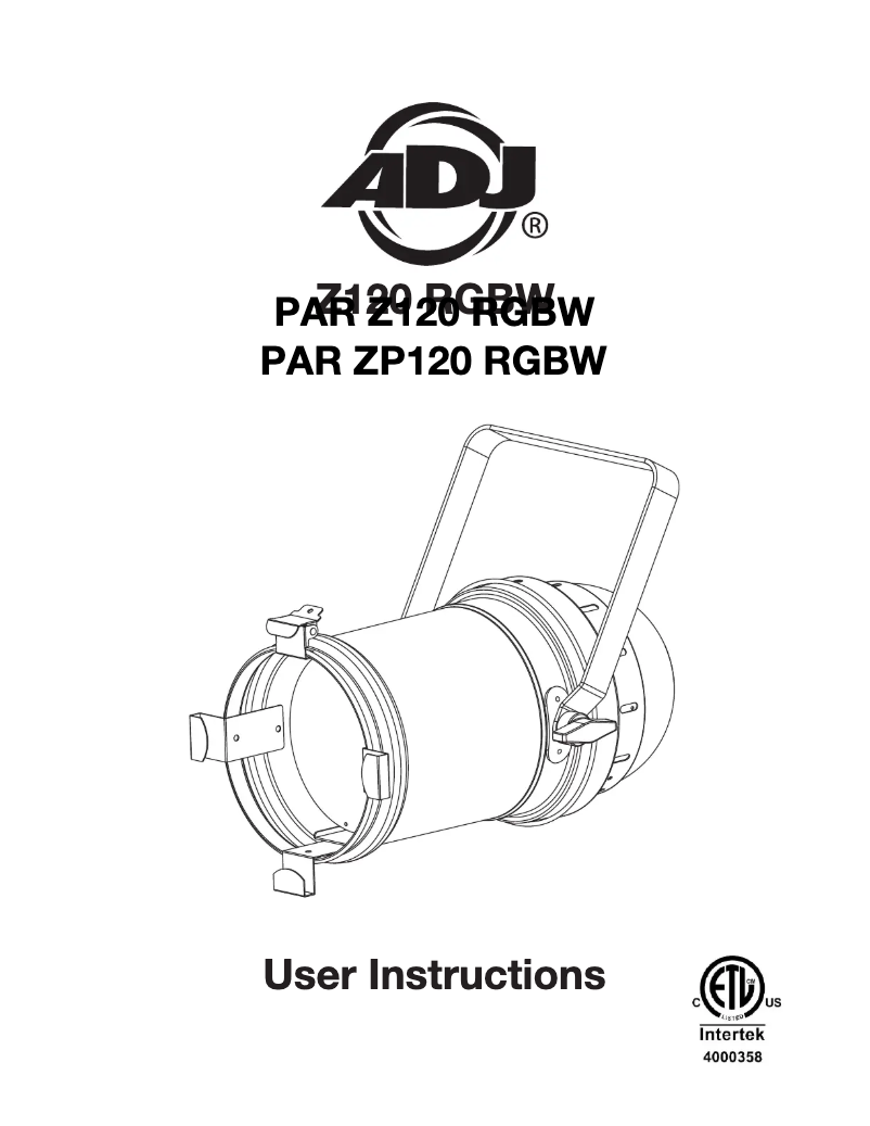 Page 1 of the manual User Manual American DJ PAR Z120 RGBW