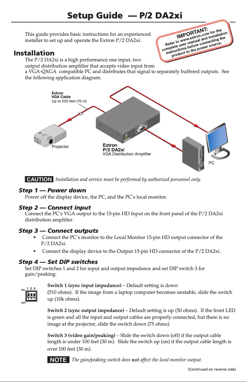 First page image of the manual for P/2 DA2xi