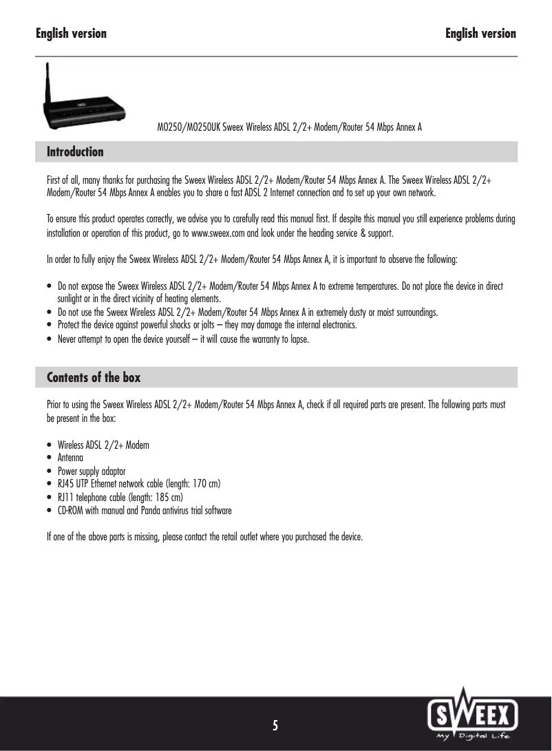 Image de la première page du manuel de l'appareil MO250