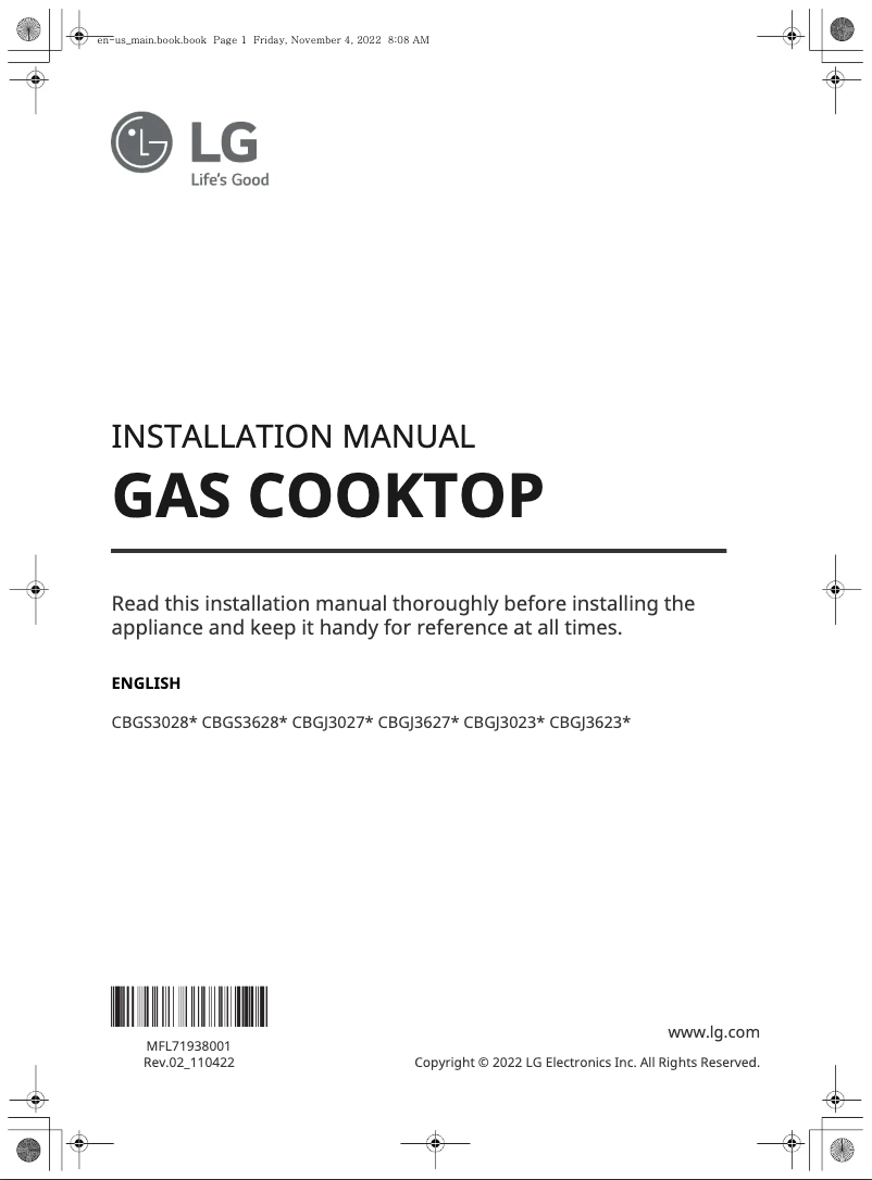 First page image of the manual for CBGJ3627S