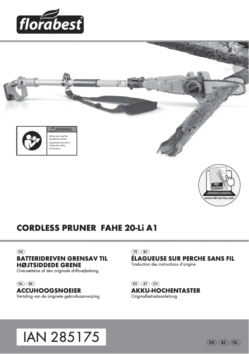 First page image of the manual for FAHE 20-Li A1