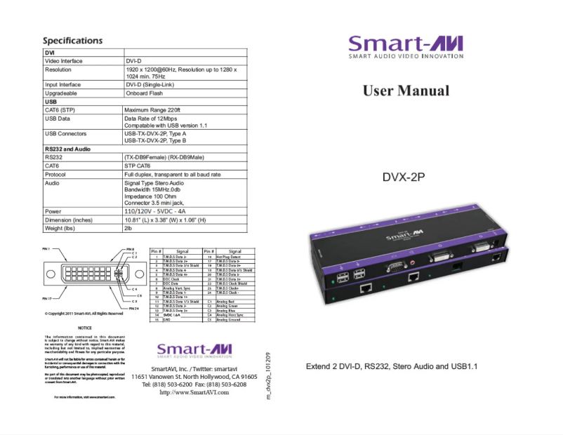 First page image of the manual for DVX-2PS