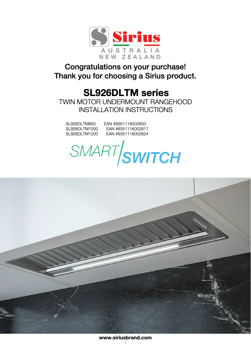 Page 1 of the manual User Manual Sirius SL926DLTM1200