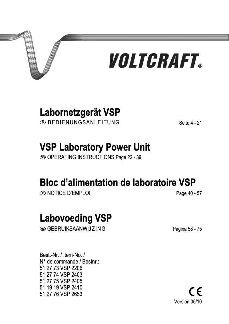 Page 1 of the manual User Manual Voltcraft VSP 2405