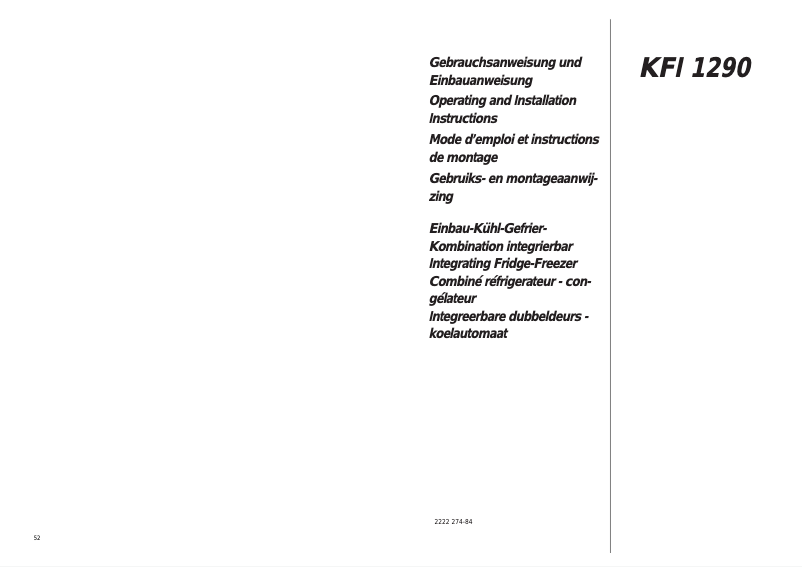 First page image of the manual for KFI1290