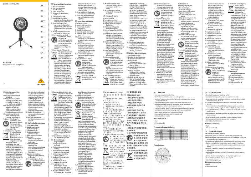 Page 1 of the manual User Manual Behringer BV-BOMB