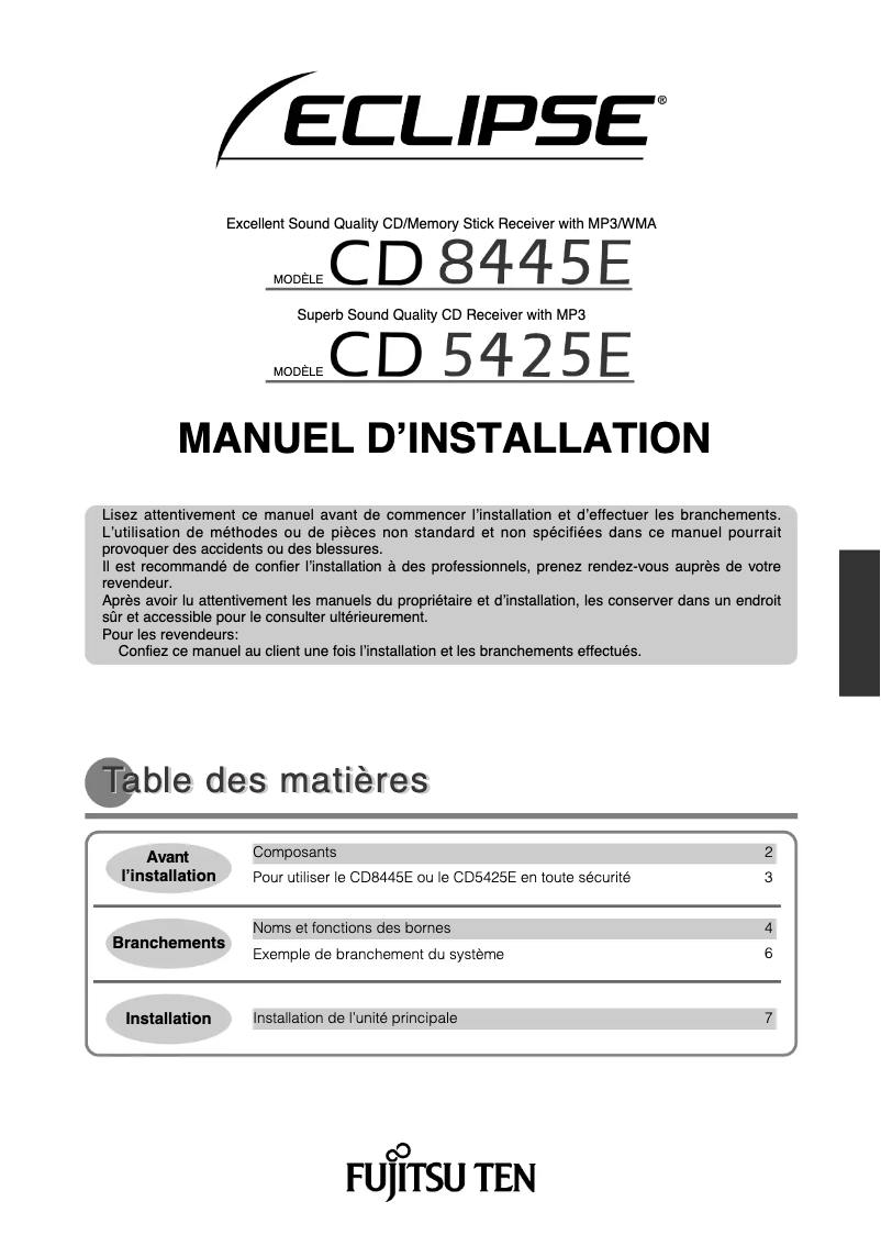 First page image of the manual for CD5425E