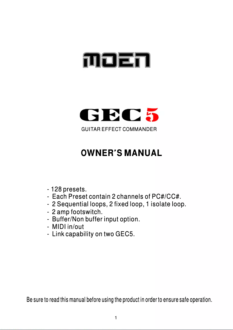 First page image of the manual for GEC5