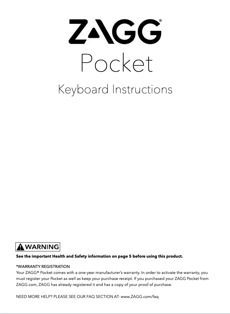 First page image of the manual for Pocket