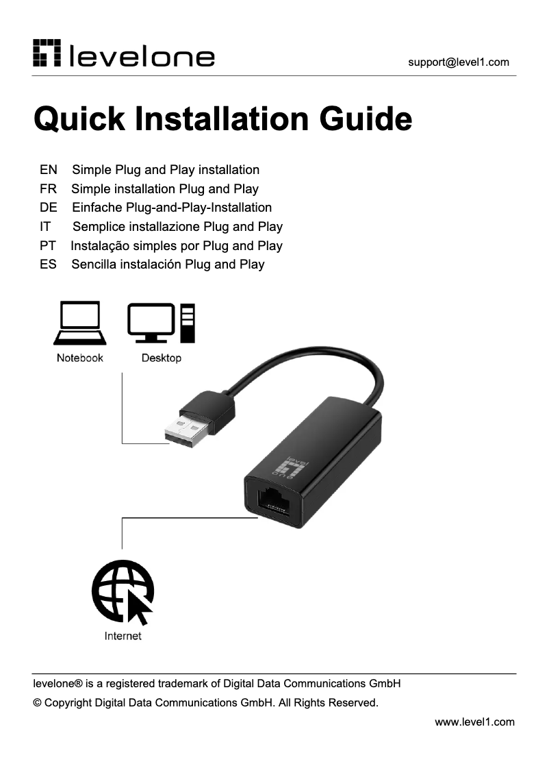 Page 1 of the manual Technical Sheet LevelOne USB-0301