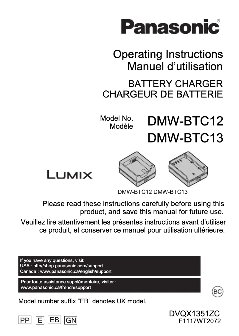 Image de la première page du manuel de l'appareil Lumix DMW-BTC12