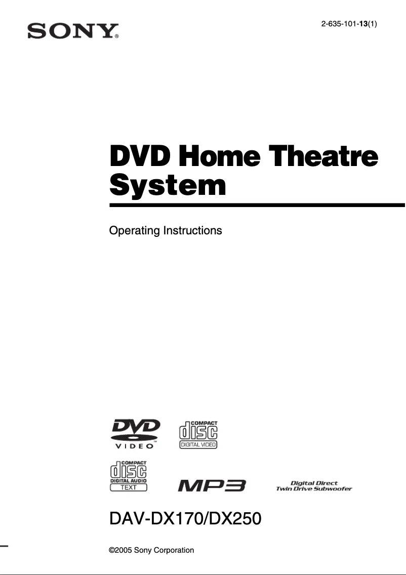 Page 1 of the manual User Manual Sony DAV-DX250