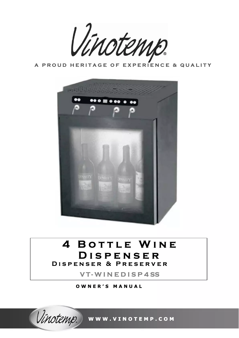 Page 1 of the manual Use and Maintenance Manual Vinotemp VT-WINEDISP4