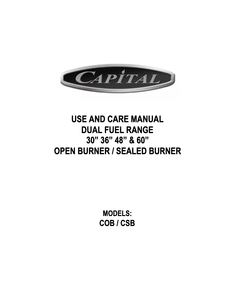 First page image of the manual for Connoisseurian COB604GG2N
