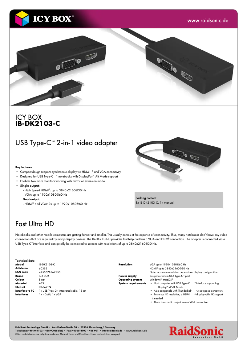 First page image of the manual for IB-DK2103-C
