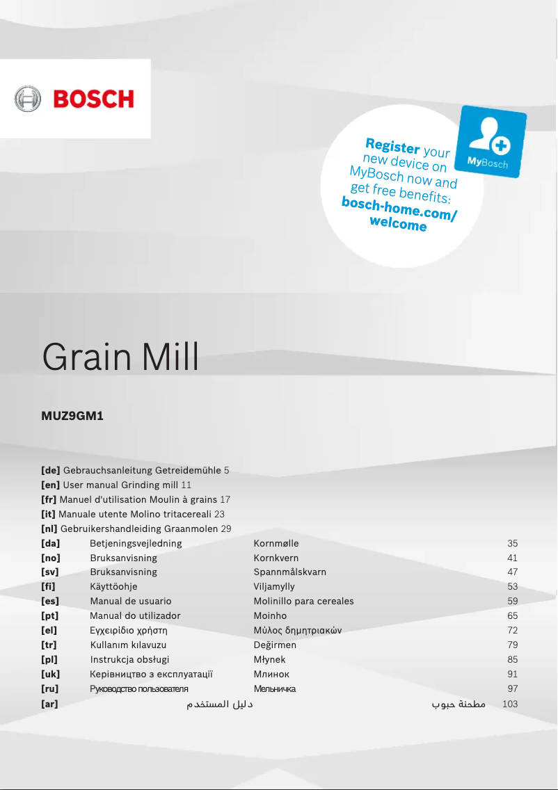 Page 1 of the manual User Manual Bosch MUZ9GM1