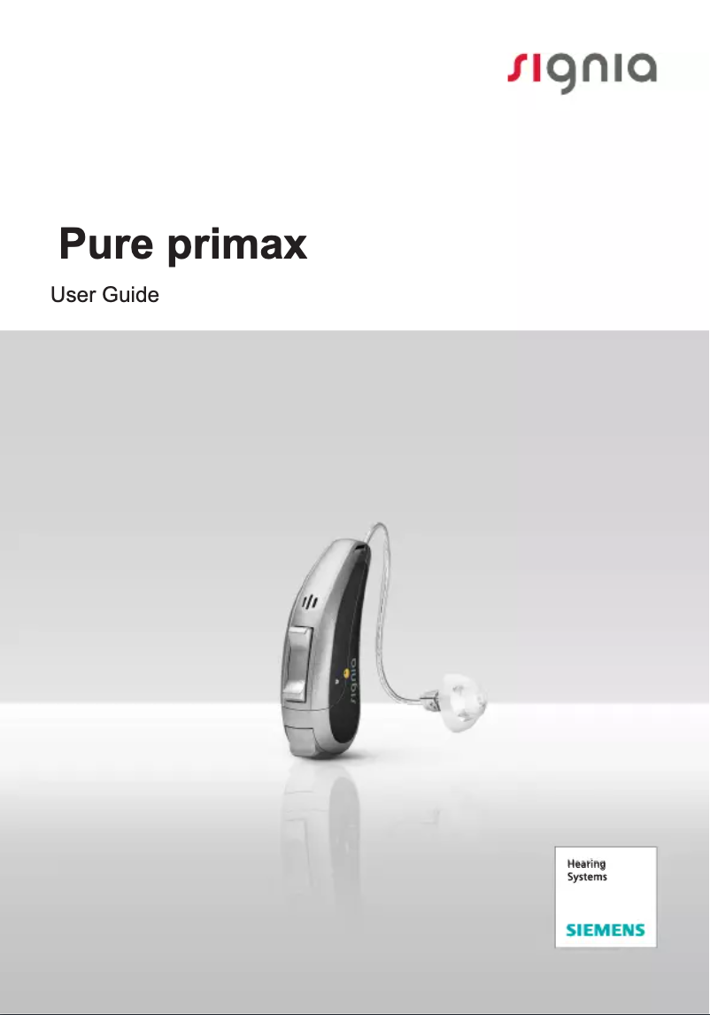 Page 1 of the manual User Manual Signia Pure Primax