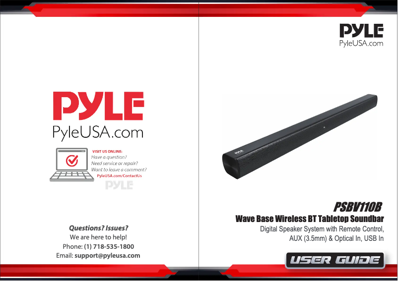 Page 1 of the manual User Manual Pyle PSBV110B