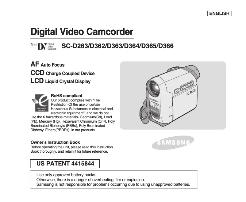 First page image of the manual for SC-D366