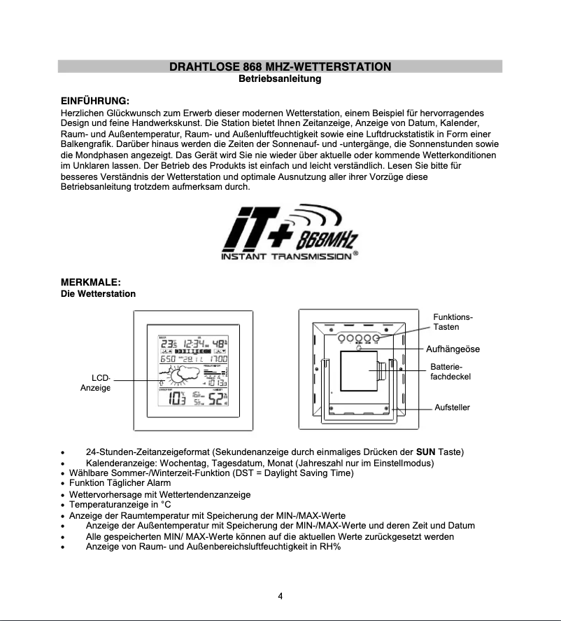First page image of the manual for WS 9257