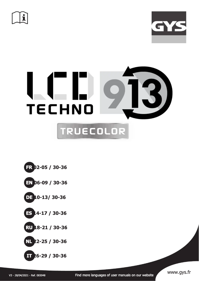 Page 1 of the manual User Manual GYS Techno 9/13