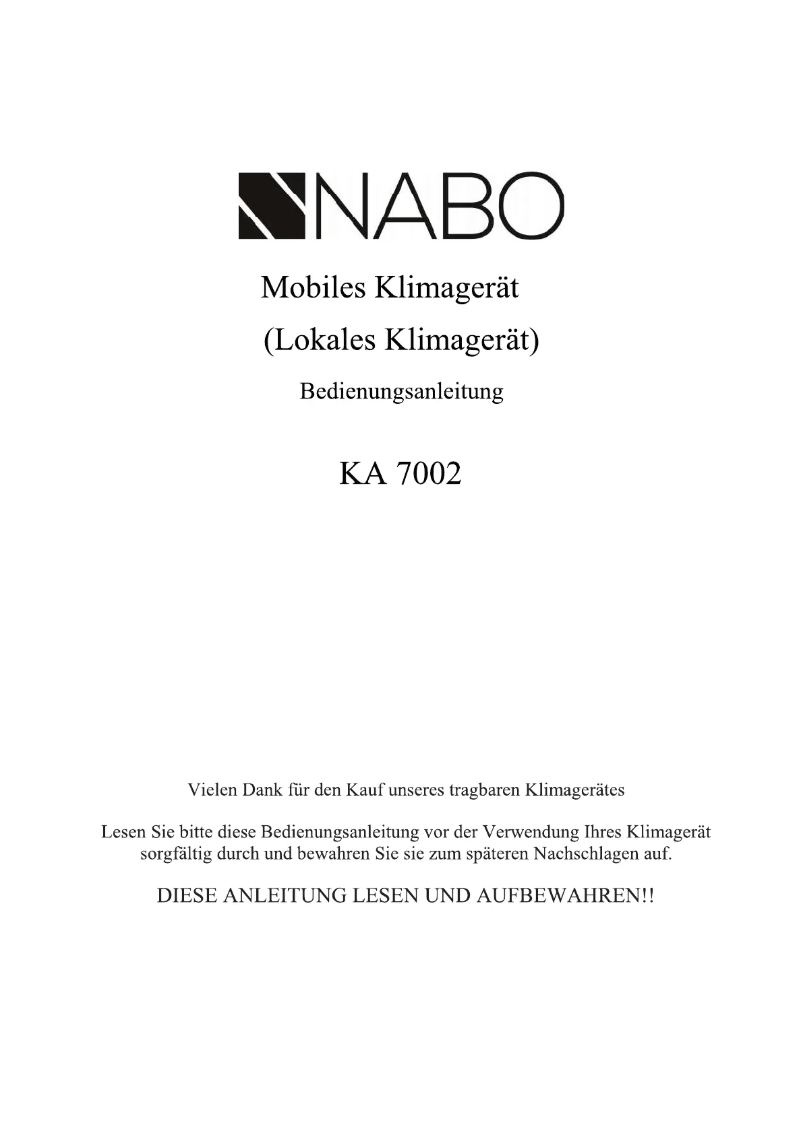 Page 1 of the manual User Manual Nabo KA 7002