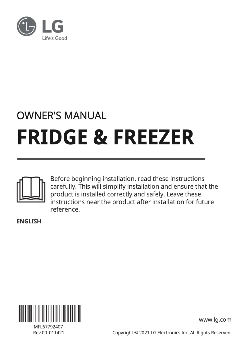 First page image of the manual for GR-N266LLR