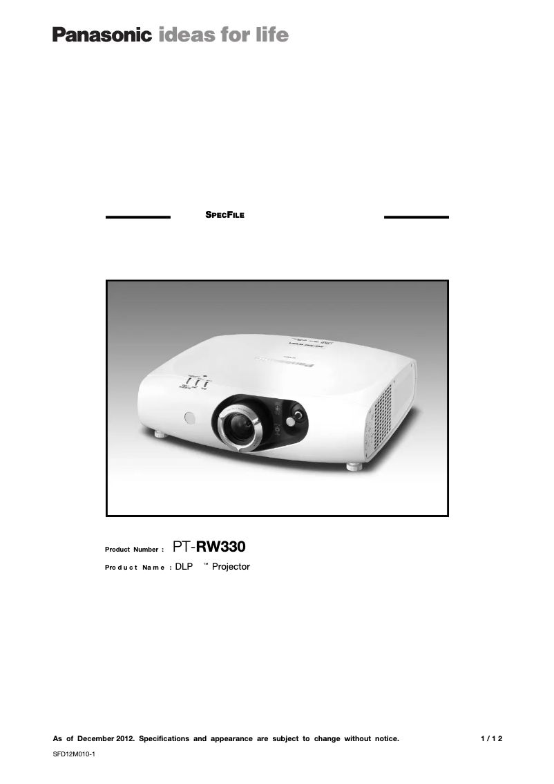 First page image of the manual for PT-RW330