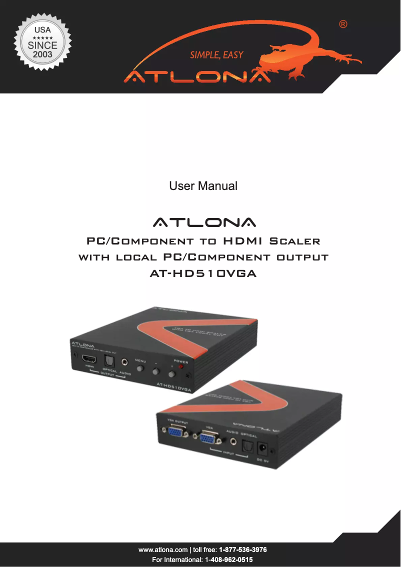 Page 1 of the manual User Manual Lenexpo AT-HD510VGA