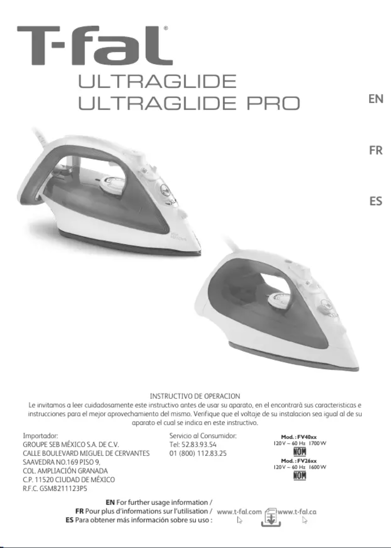 Page 1 of the manual User Manual Tefal Ultraglide Pro FV2614X0