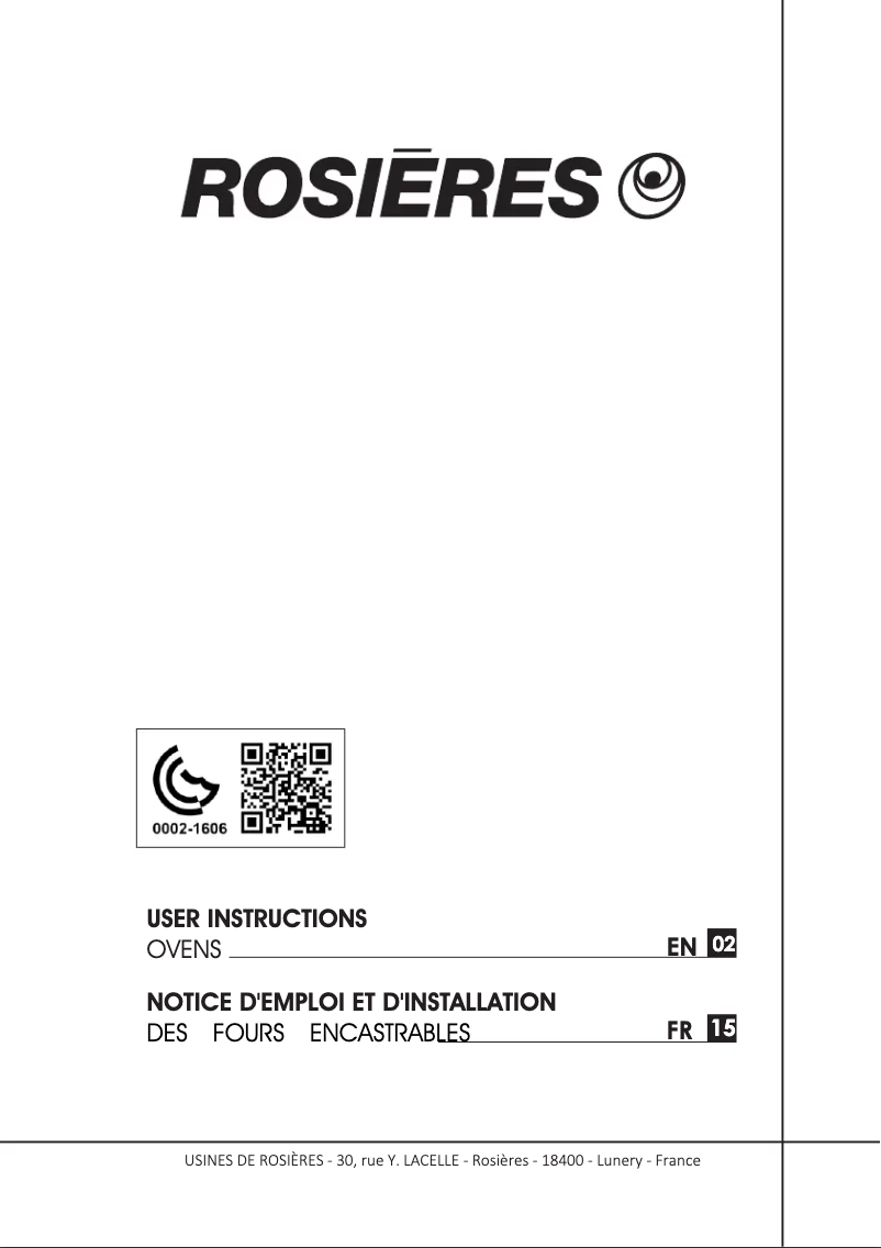 Page 1 of the manual User Manual Rosieres HOZ5870IN