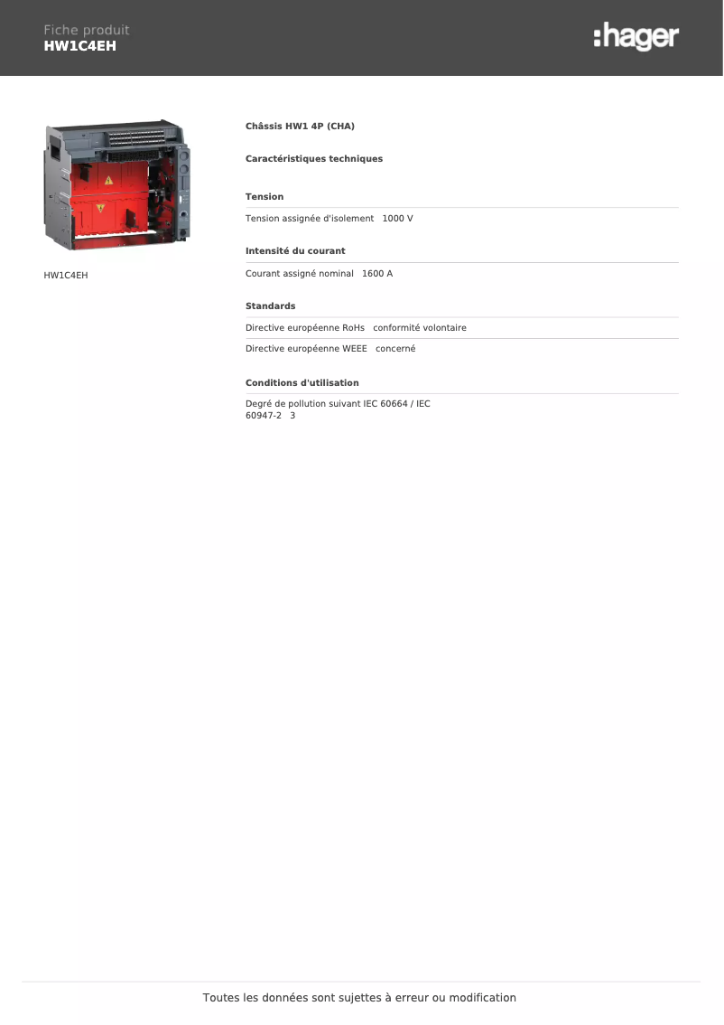 First page image of the manual for HW1C4EH