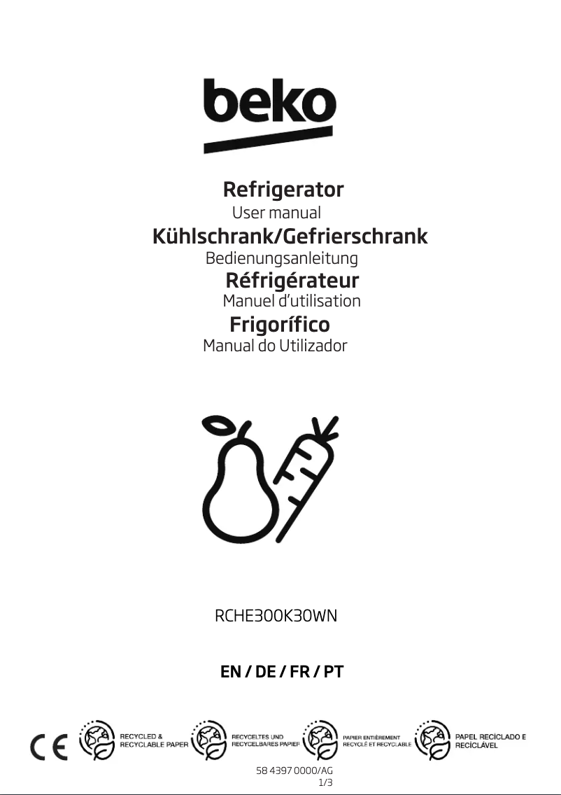 First page image of the manual for RCHE300K40WN