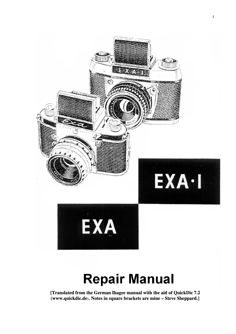 Page 1 of the manual User Manual Exakta Exa
