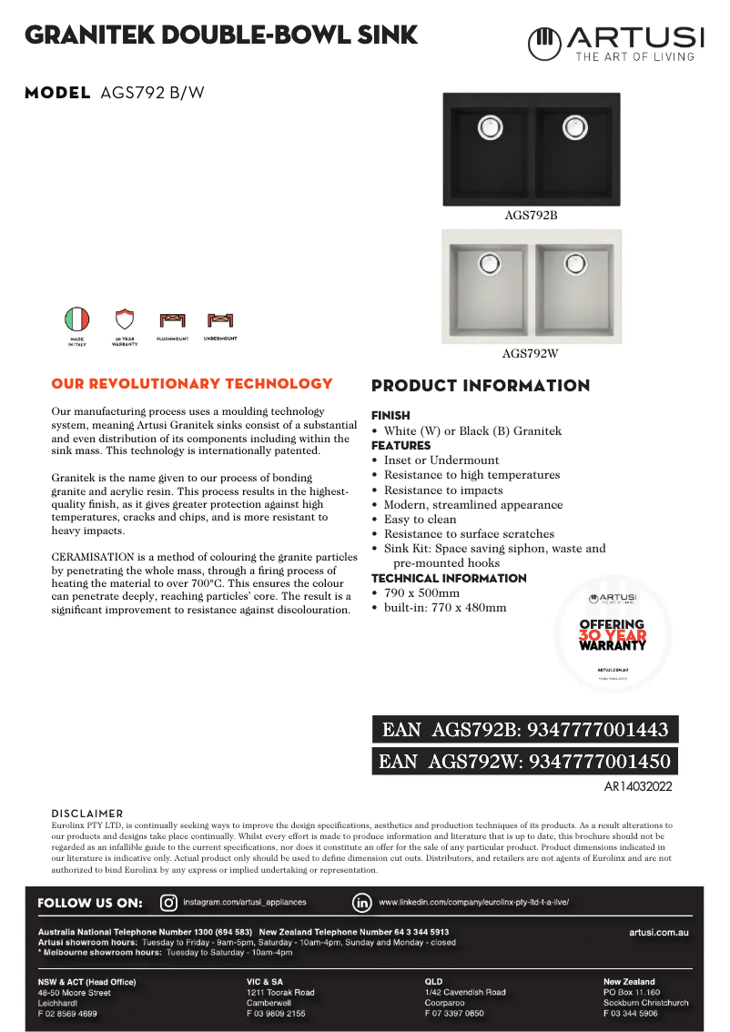 First page image of the manual for AGS792W