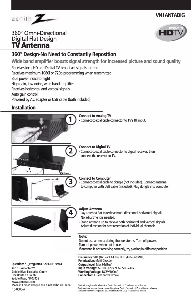 First page image of the manual for VN1ANTADIG
