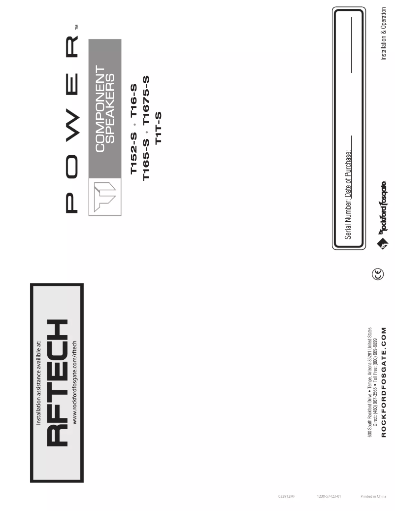 Page 1 de la notice Manuel utilisateur Rockford Fosgate Power T1T-S