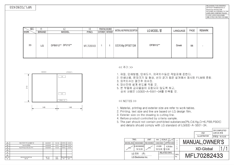 First page image of the manual for DF212FP