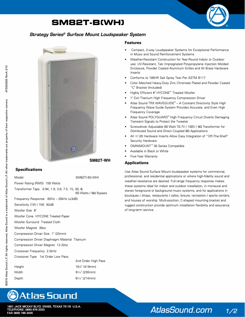 First page image of the manual for SM82T