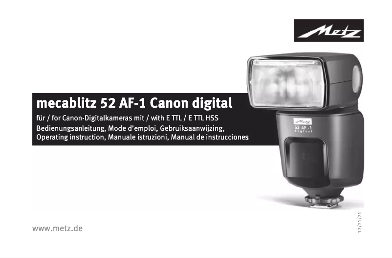 Page 1 of the manual User Manual Metz Mecablitz 52 AF-1 Canon digital