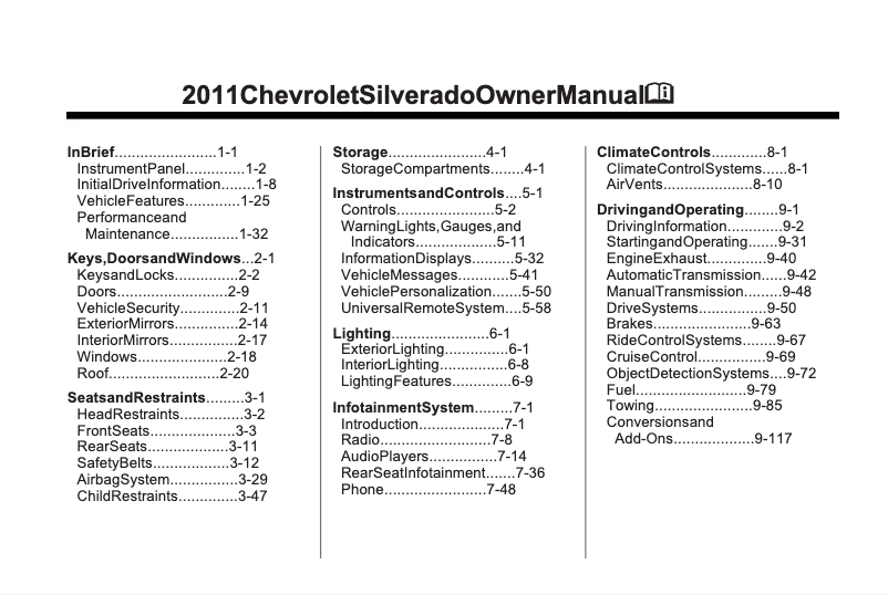 First page image of the manual for Captiva (2011)
