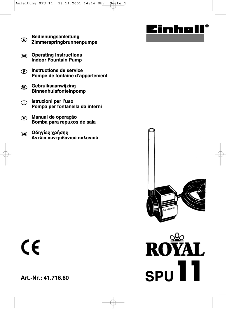 Page 1 of the manual User Manual Einhell Royal SPU 11