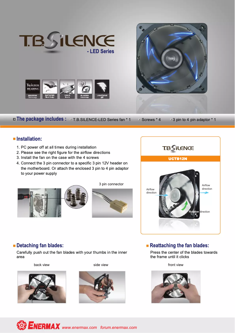 First page image of the manual for T.B.Silence UCTB12N