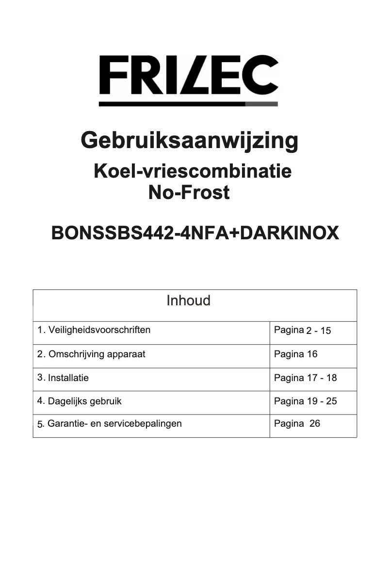Page 1 of the manual User Manual Frilec BONNSBS442-4NFA+DI
